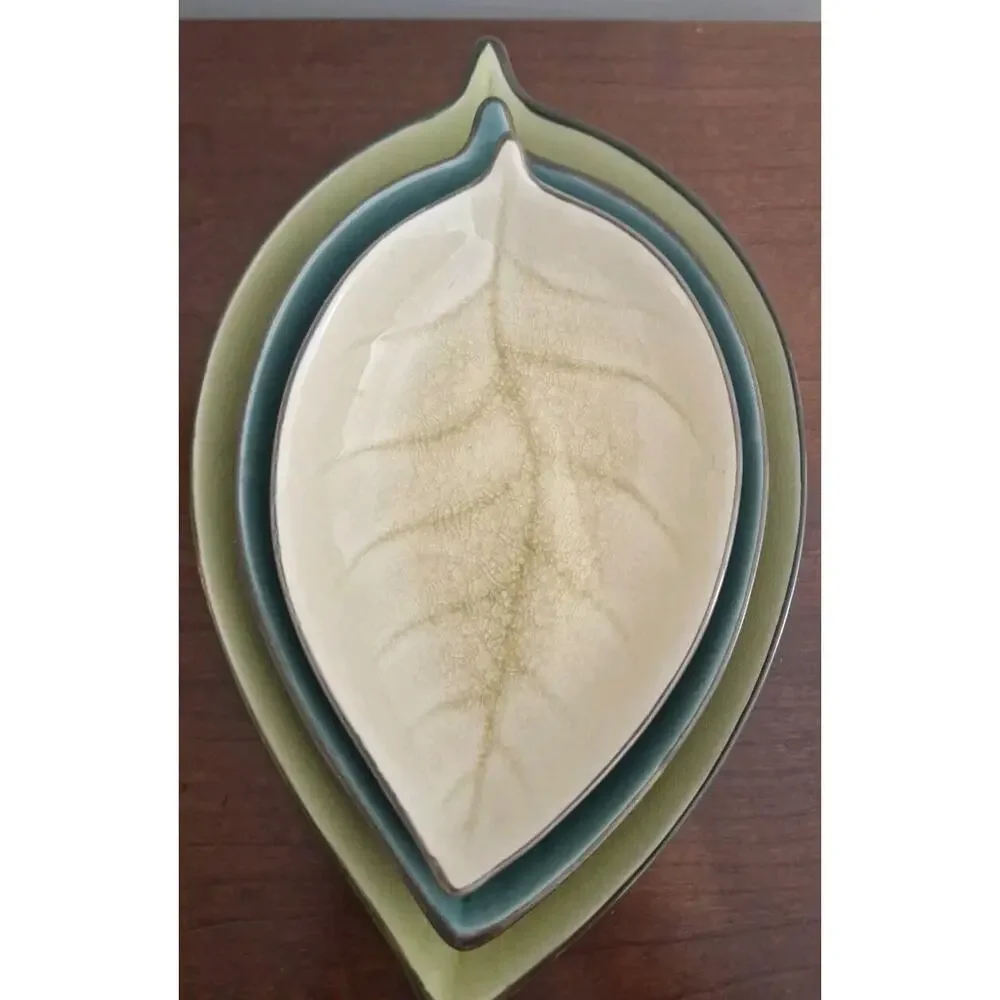 Pier 1 Imports Leaf Shaped Stoneware Nesting Bowls